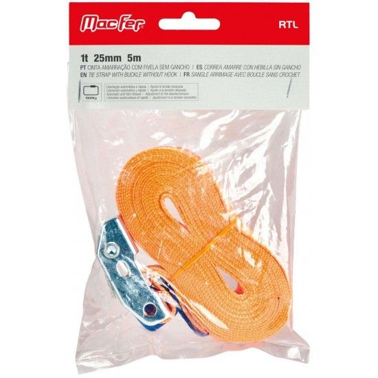 Cinta amar. c/ fivela s/ gancho MacFer RTL 1t 25mm 3m refª 132.0005 MACFER Cinta amar. c/ fivela s/ gancho MacFer RTL 1t 25mm 3m refª 132.0005 MACFER
