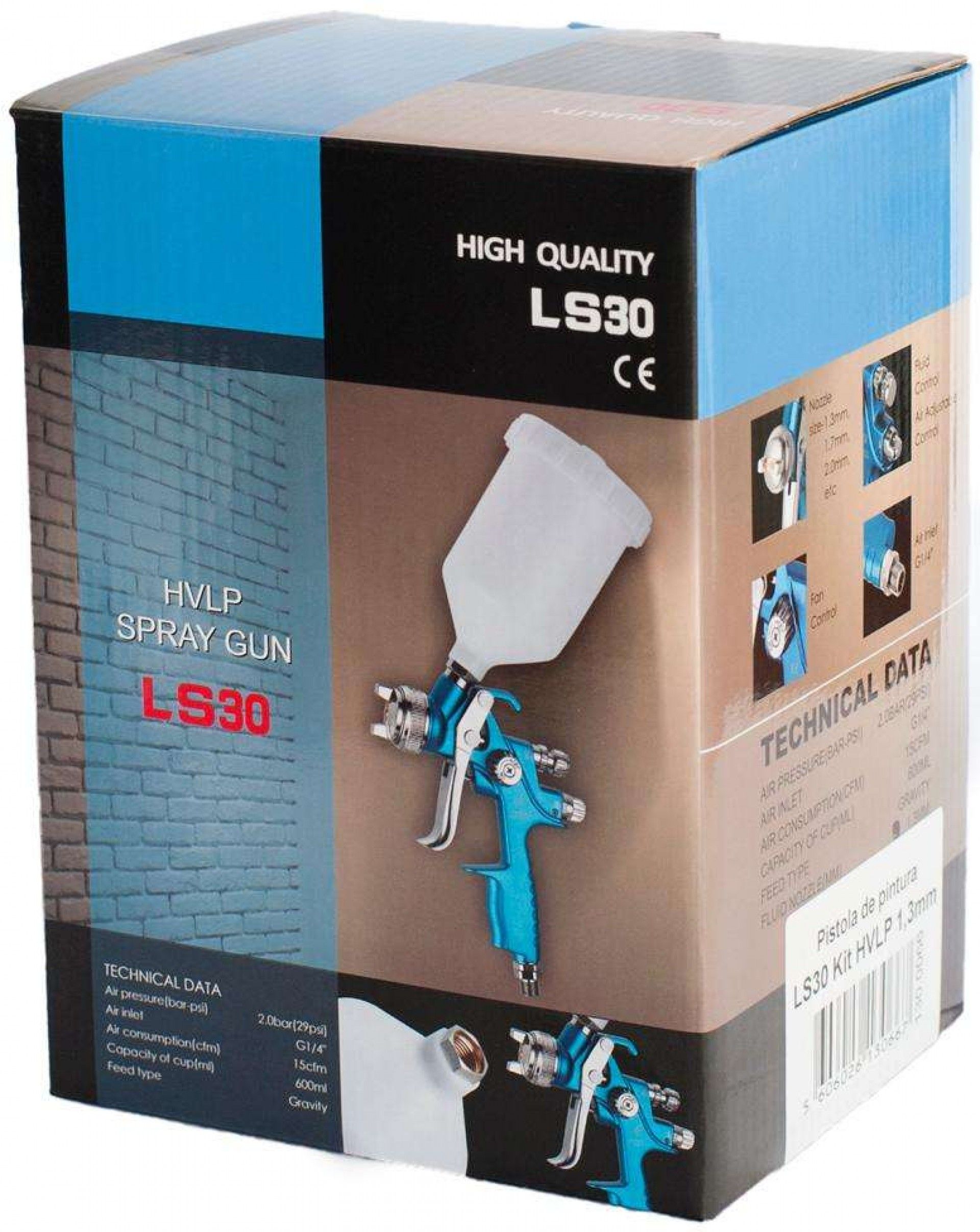 Pistola pint. gravidade HVLP MacFer LS30 1,3mm refª 130.0066 MACFER