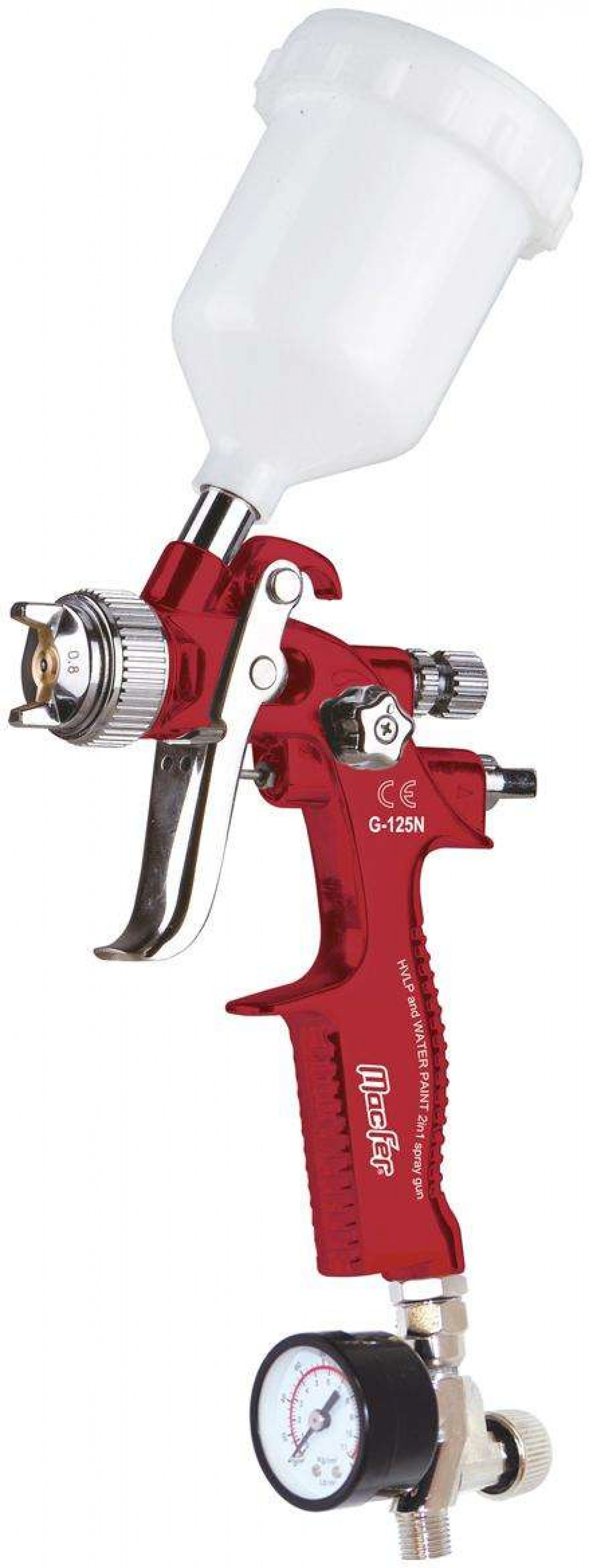 Pistola pintura retoques HVLP MacFer G-125N / NEW-125 0,8mm refª 130.0039 MACFER