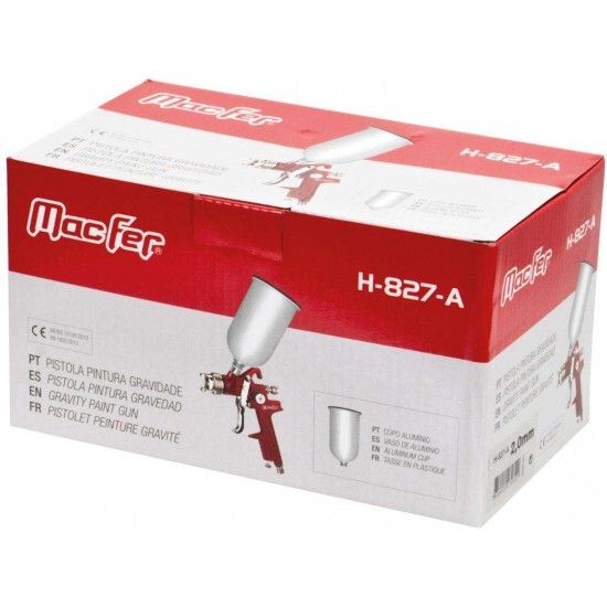 Pistola pint. gravidade copo alu. MacFer H-827-A 2,0mm refª 130.0032 MACFER Pistola pint. gravidade copo alu. MacFer H-827-A 2,0mm refª 130.0032 MACFER
