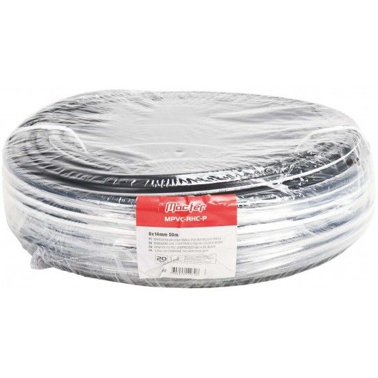 Mangueira ar comprimido PVC reforçada MPVC-RHC-P  8x14mm 50m preta refª 129.0070 MACFER Mangueira ar comprimido PVC reforçada MPVC-RHC-P  8x14mm 50m preta refª 129.0070 MACFER