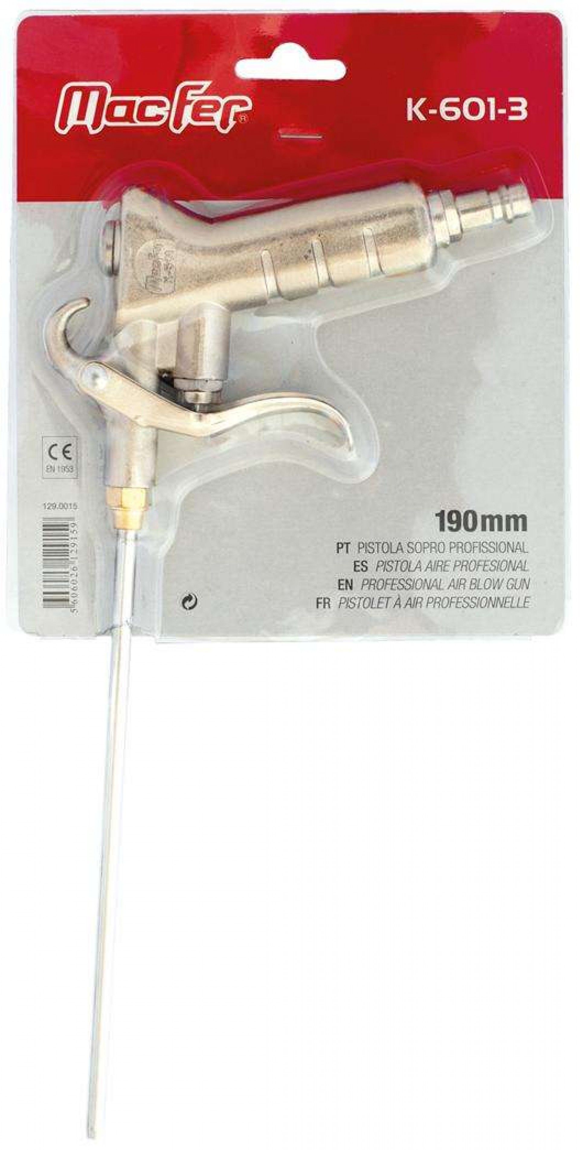Pistola sopro prof. MacFer K-601-3 190mm refª 129.0015 MACFER