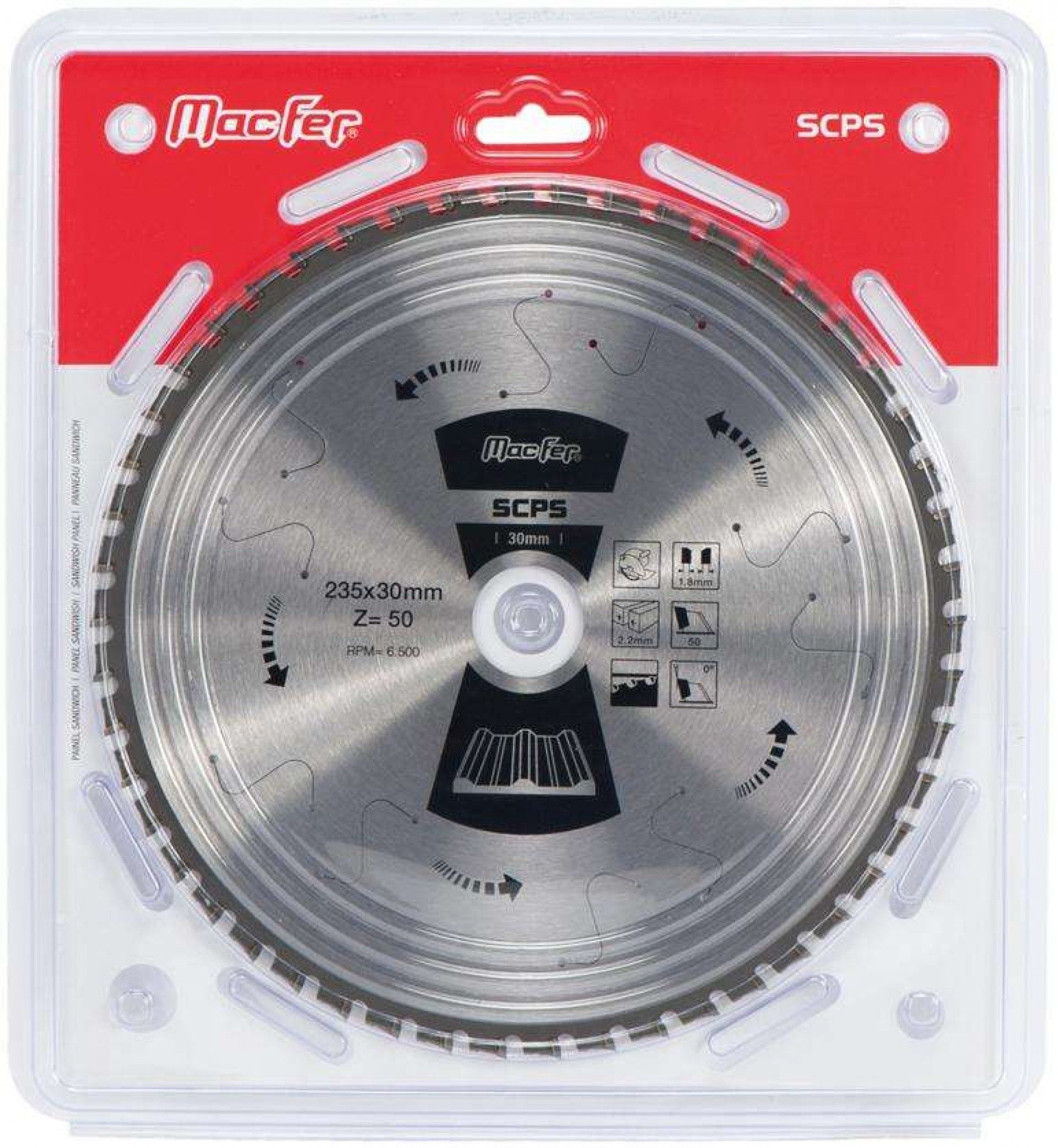 Disco serra circular pain. sandwich MacFer SCPS 235x30mm Z50 refª 125.0021 MACFER