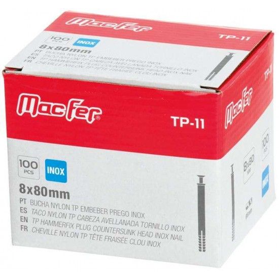 Bucha nylon TP emb. prego inox mf TP-11   6x  70mm  ref 121.0068 MACFER