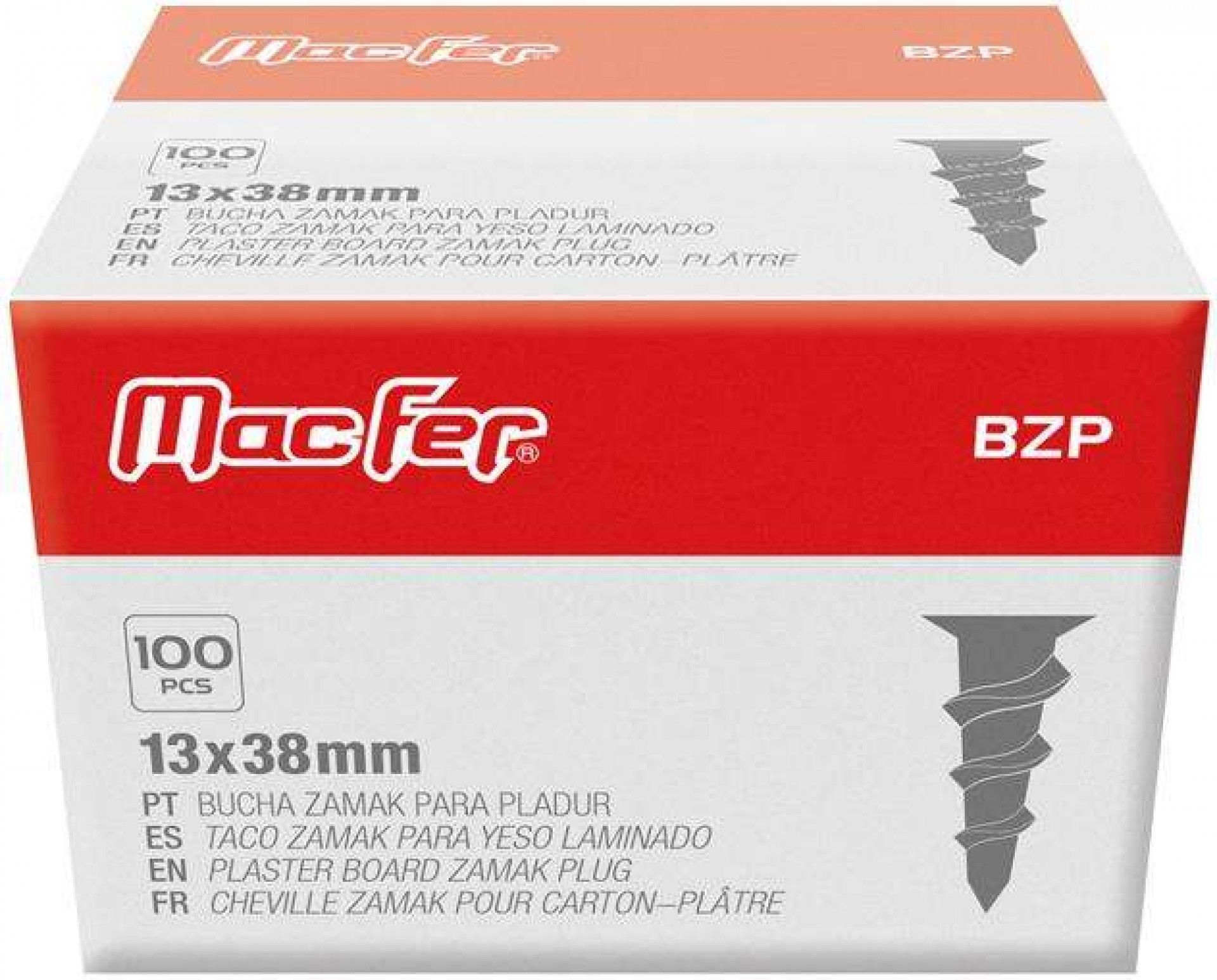 Bucha zamak p/ pladur mf BZP 38mm refª 121.0058 MACFER
