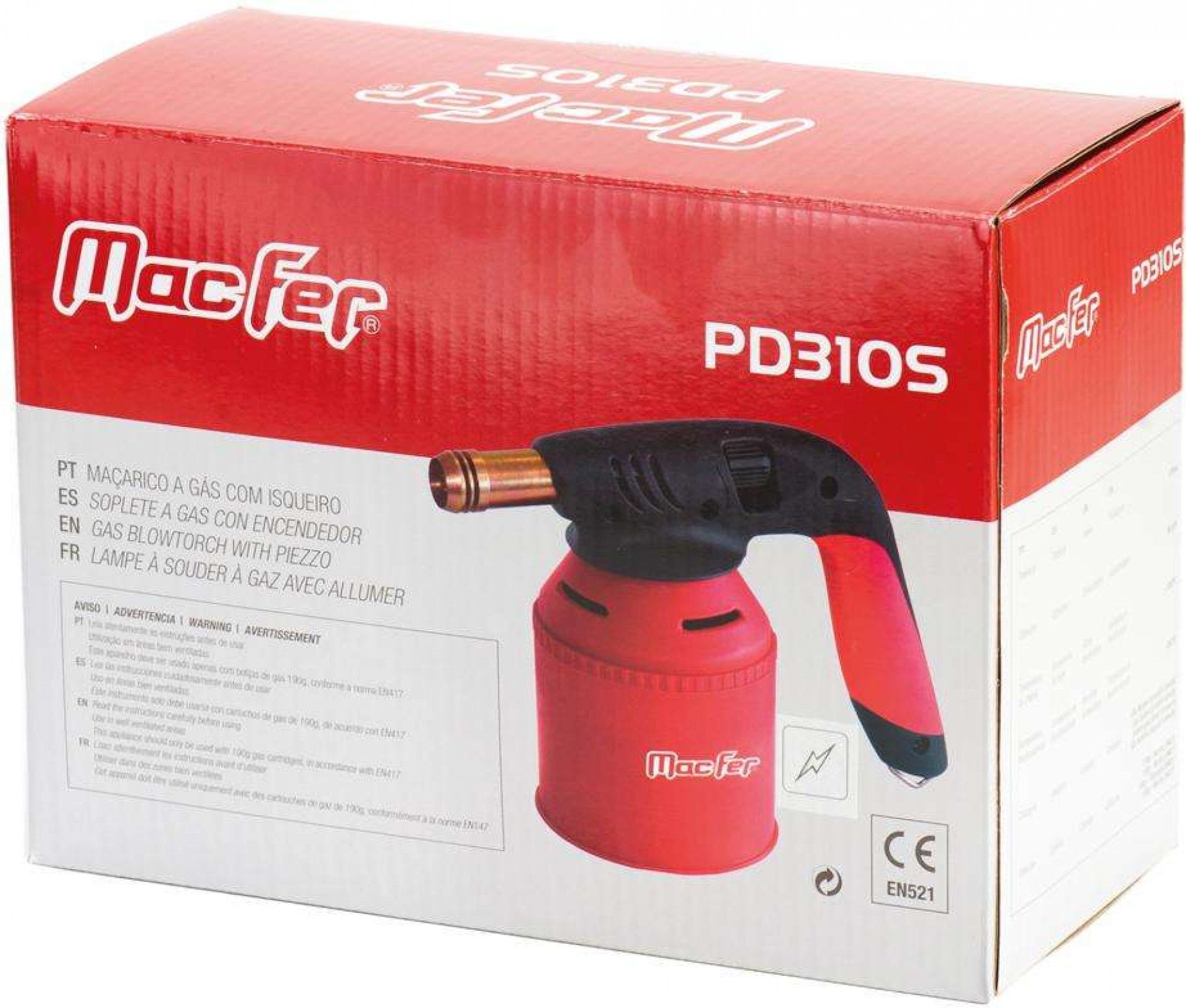 Maçarico a gás c/ isqueiro MacFer PD310S refª 114.0002 MACFER
