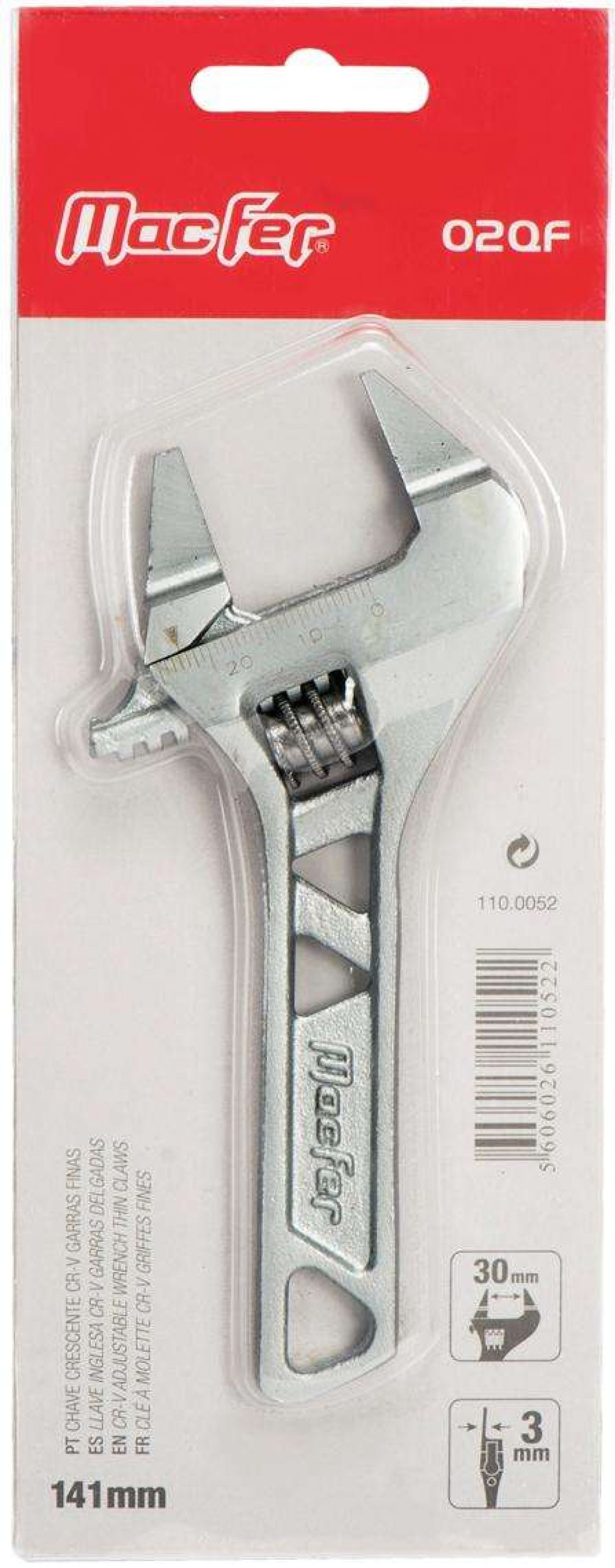 Ch. crescente Cr-V garras finas MacFer 02QF 141mm refª 110.0052 MACFER