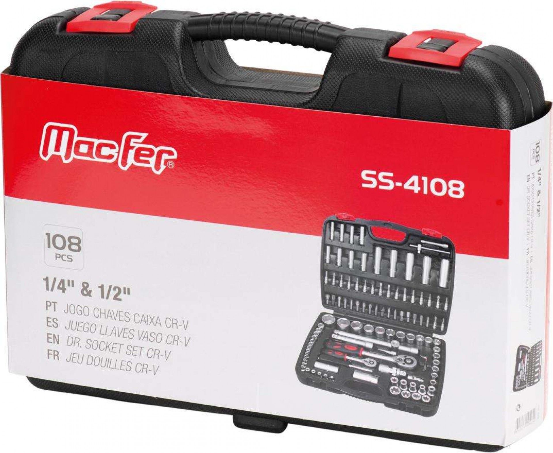 Jg. ch. cx. Cr-V MacFer SS-4108 1/4" & 1/2" 108pçs refª 105.0005 MACFER