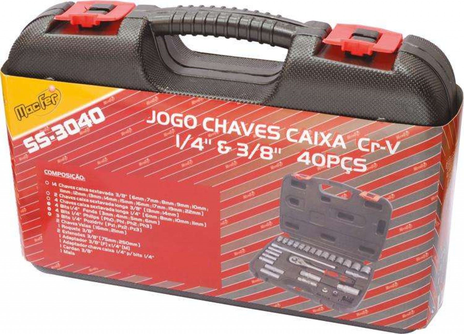 Jg. ch. cx. Cr-V MacFer SS-3040 1/4" & 3/8" 40pçs refª 105.0002 MACFER
