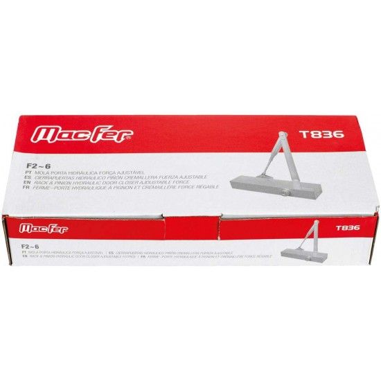 Mola porta hidráulica força ajustável mf T836 F2~6 alumínio refª 094.0079 MACFER Mola porta hidráulica força ajustável mf T836 F2~6 alumínio refª 094.0079 MACFER