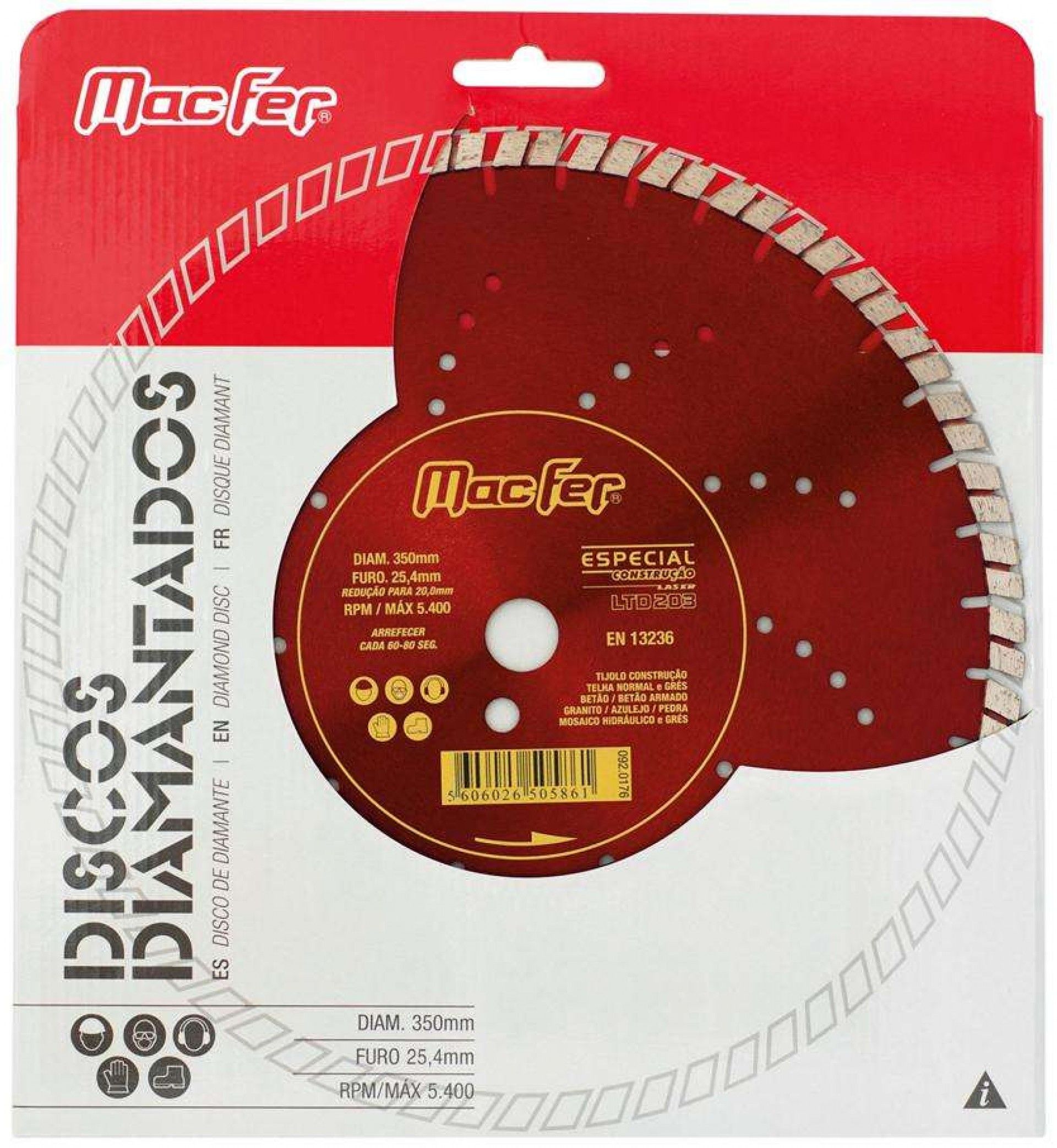 Disco diamantado Especial Construção Laser LTD203 400mm refª 092.0177 MACFER