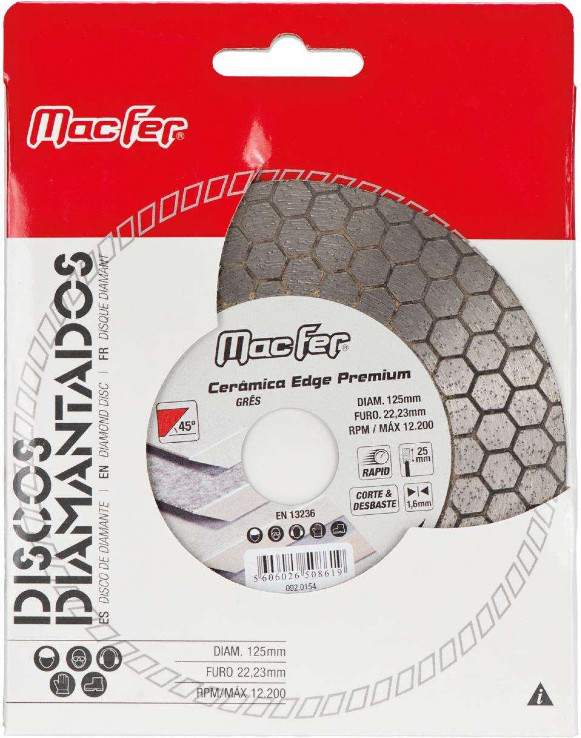 Disco diam. 115x1.6mm Cerâmica Edge Premium refª 092.0153 MACFER