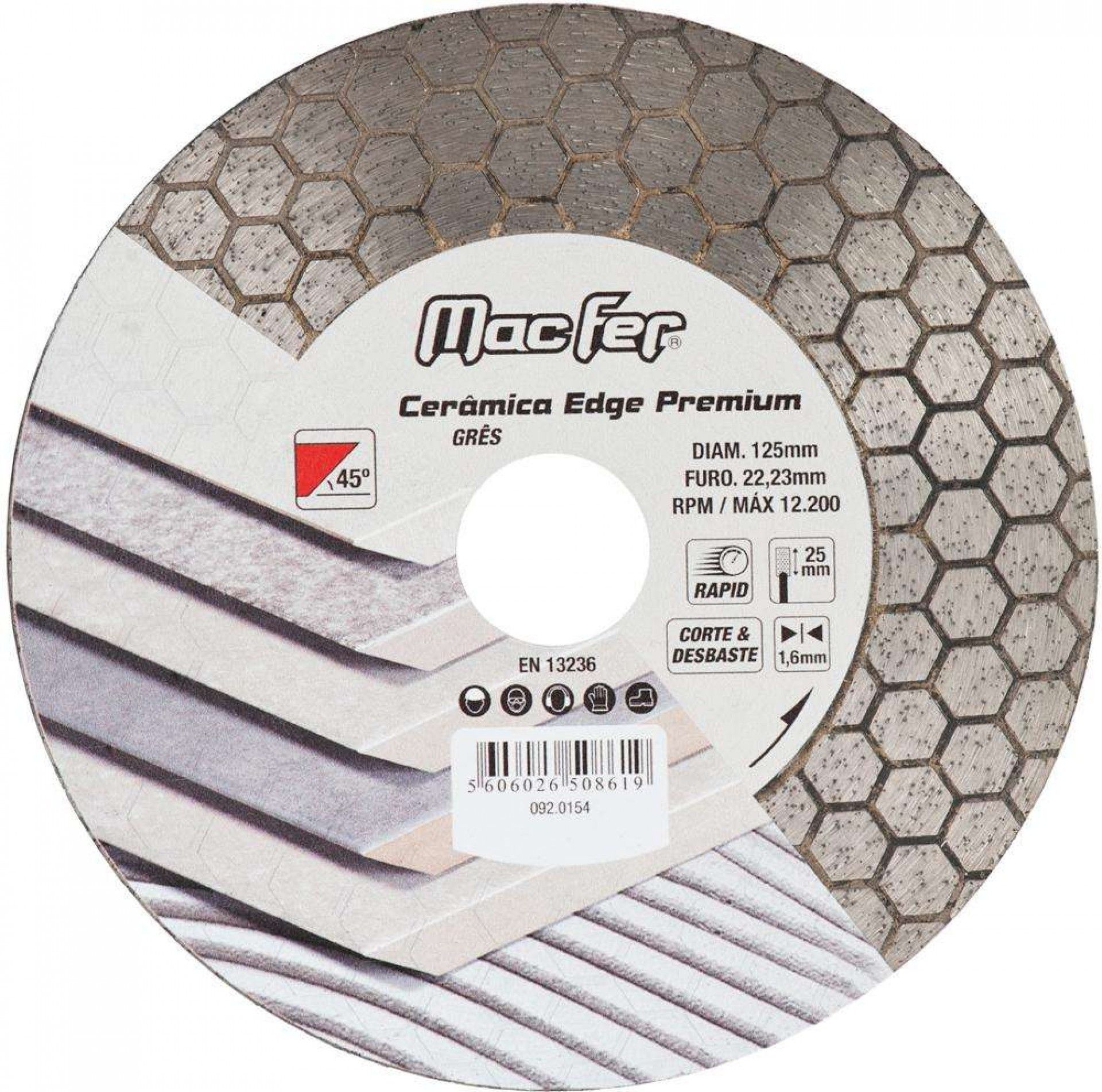 Disco diam. 115x1.6mm Cerâmica Edge Premium refª 092.0153 MACFER