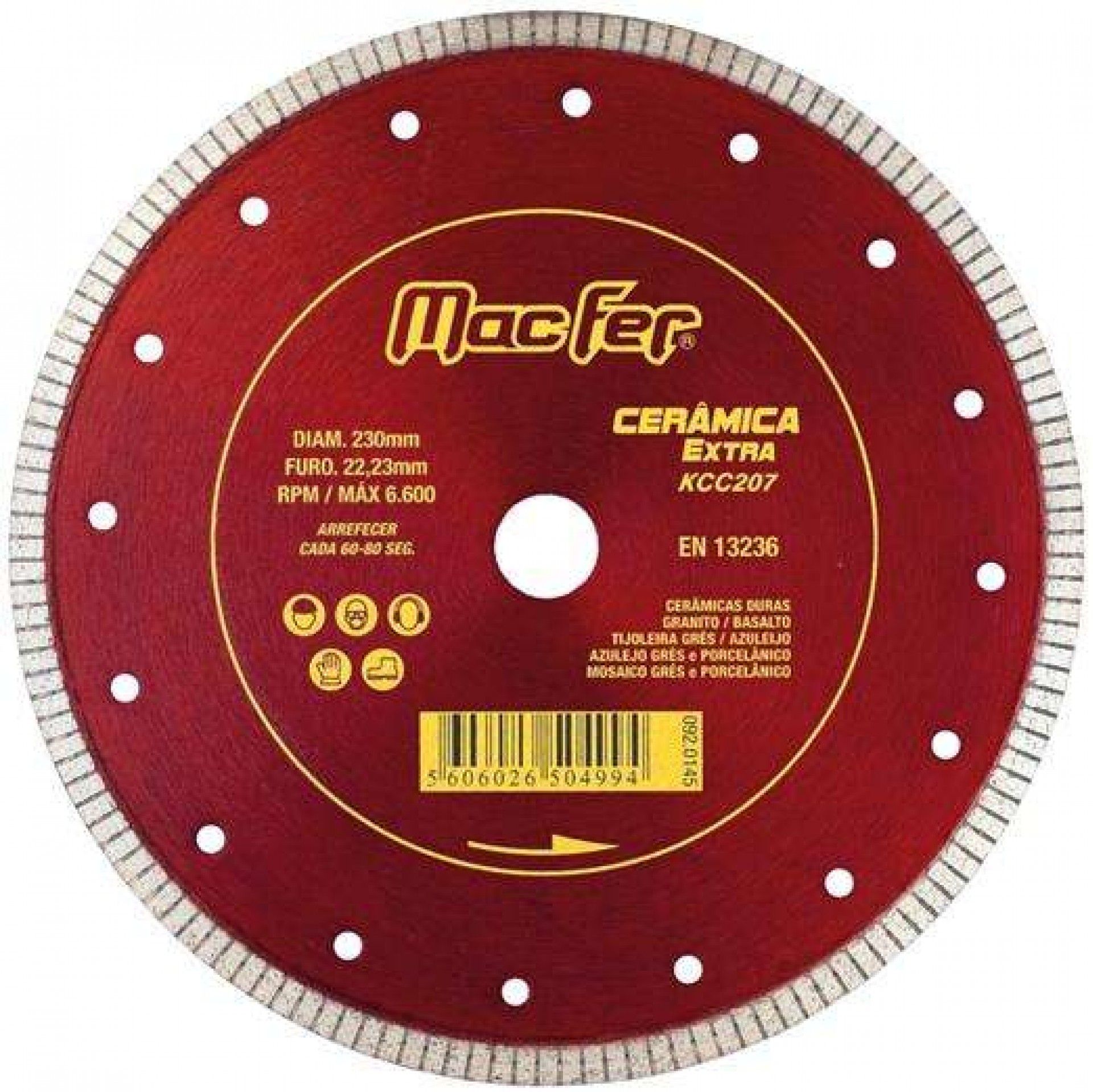 Disco diam. MacFer Cerâmica Extra KCC207 125mm refª 092.0142 MACFER