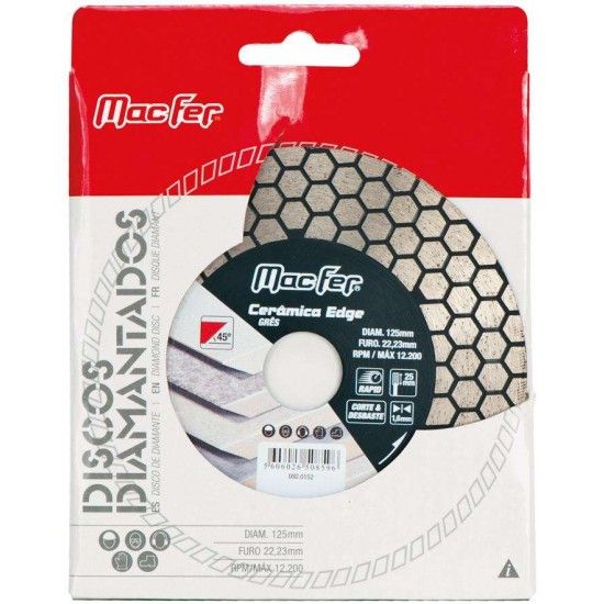 Disco diam. 125x1.6mm Cerâmica Edge refª 092.0152 MACFER Disco diam. 125x1.6mm Cerâmica Edge refª 092.0152 MACFER