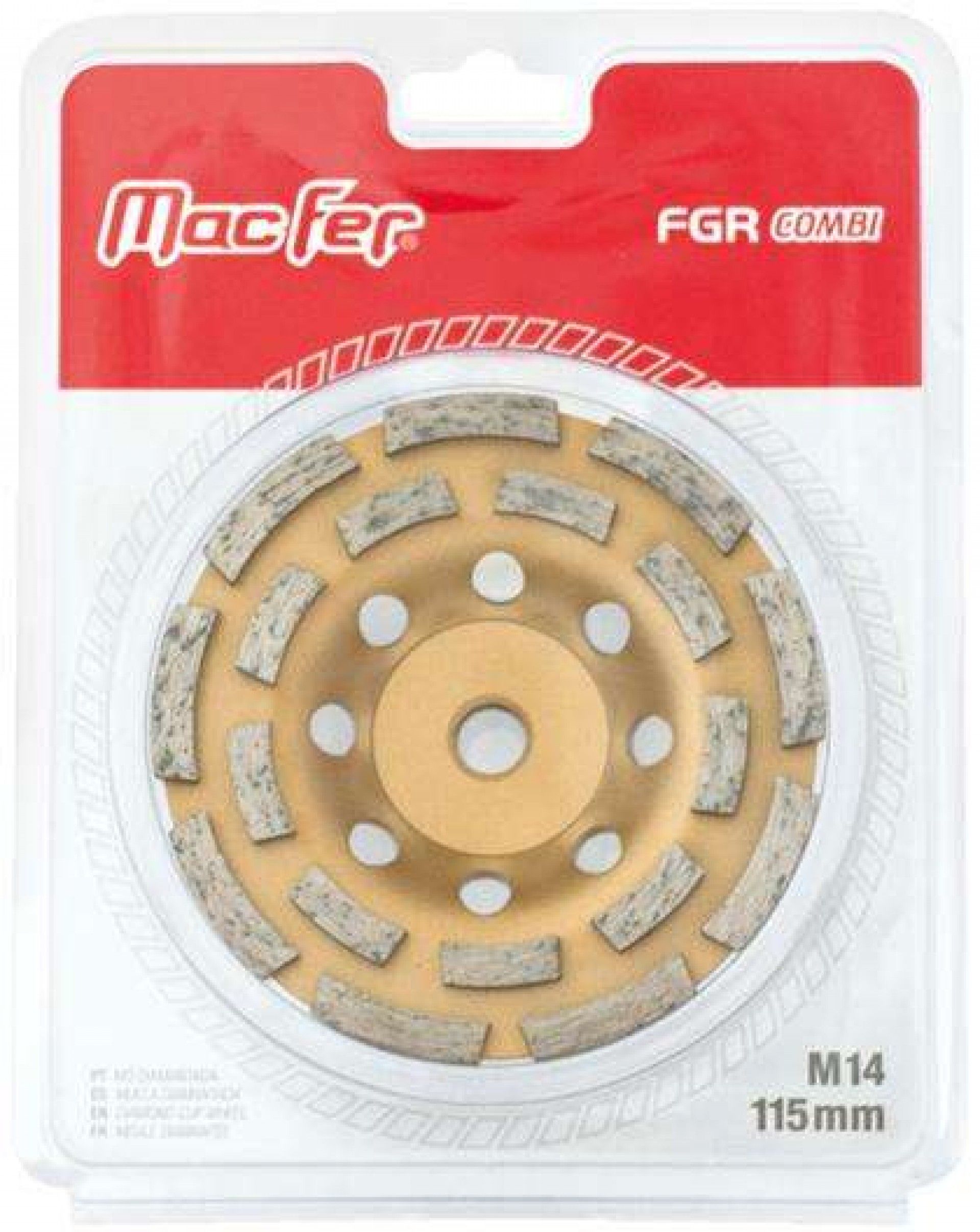 Mó diam. p/ usos gerais MacFer FGR Combi M14 180mm refª 092.0133 MACFER