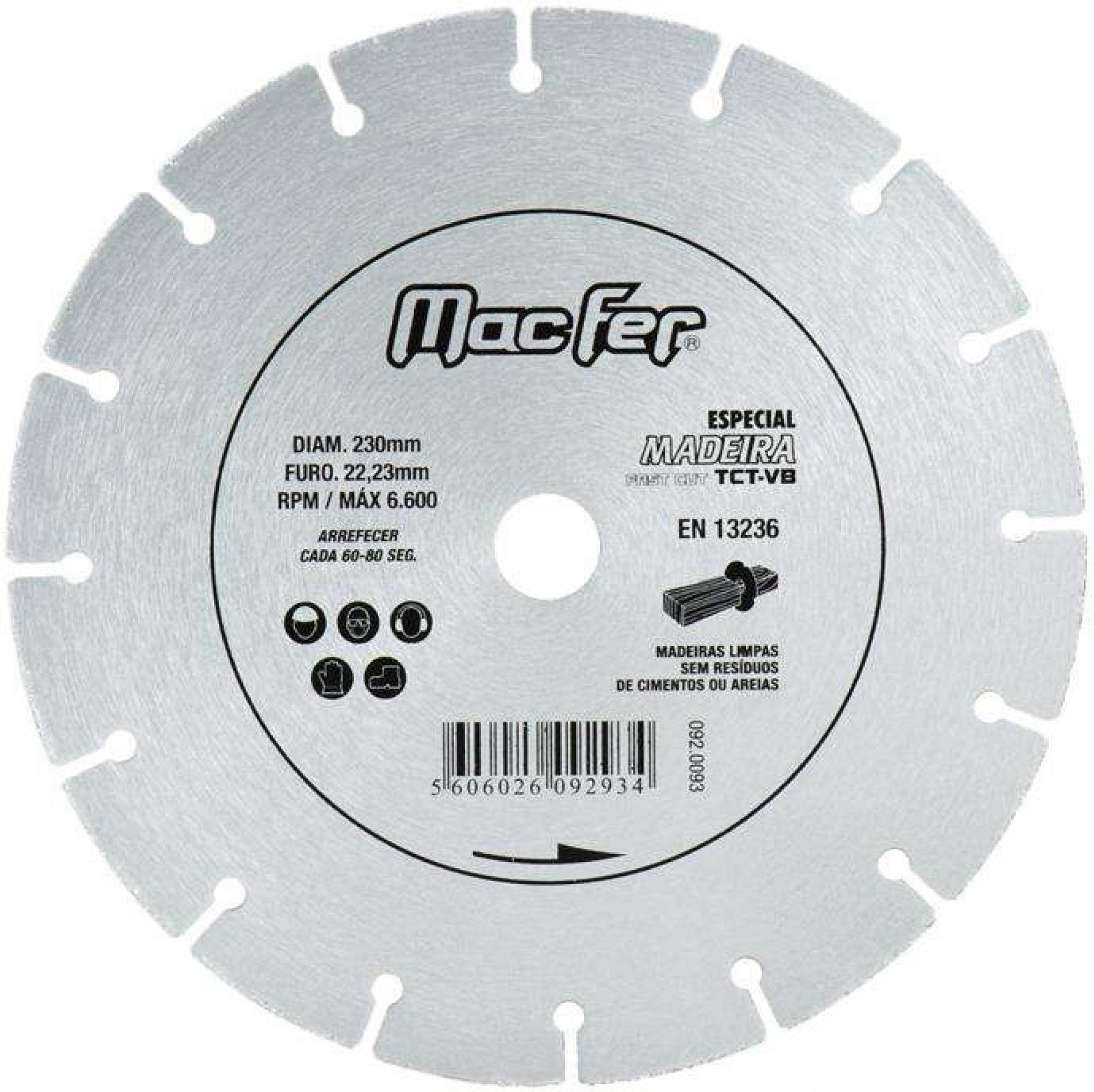 Disco diam. p/ madeira MacFer TCT-VB 125mm refª 092.0092 MACFER