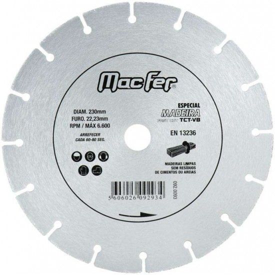 Disco diam. p/ madeira MacFer TCT-VB 125mm ref 092.0092 MACFER