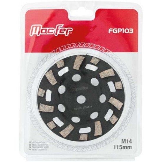 Mó diam. p/ betão MacFer FGP103 M14 180mm refª 092.0085 MACFER Mó diam. p/ betão MacFer FGP103 M14 180mm refª 092.0085 MACFER