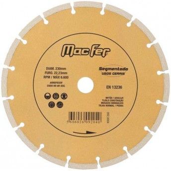 Disco diam. MacFer Segmentado 230mm ref 092.0004 MACFER