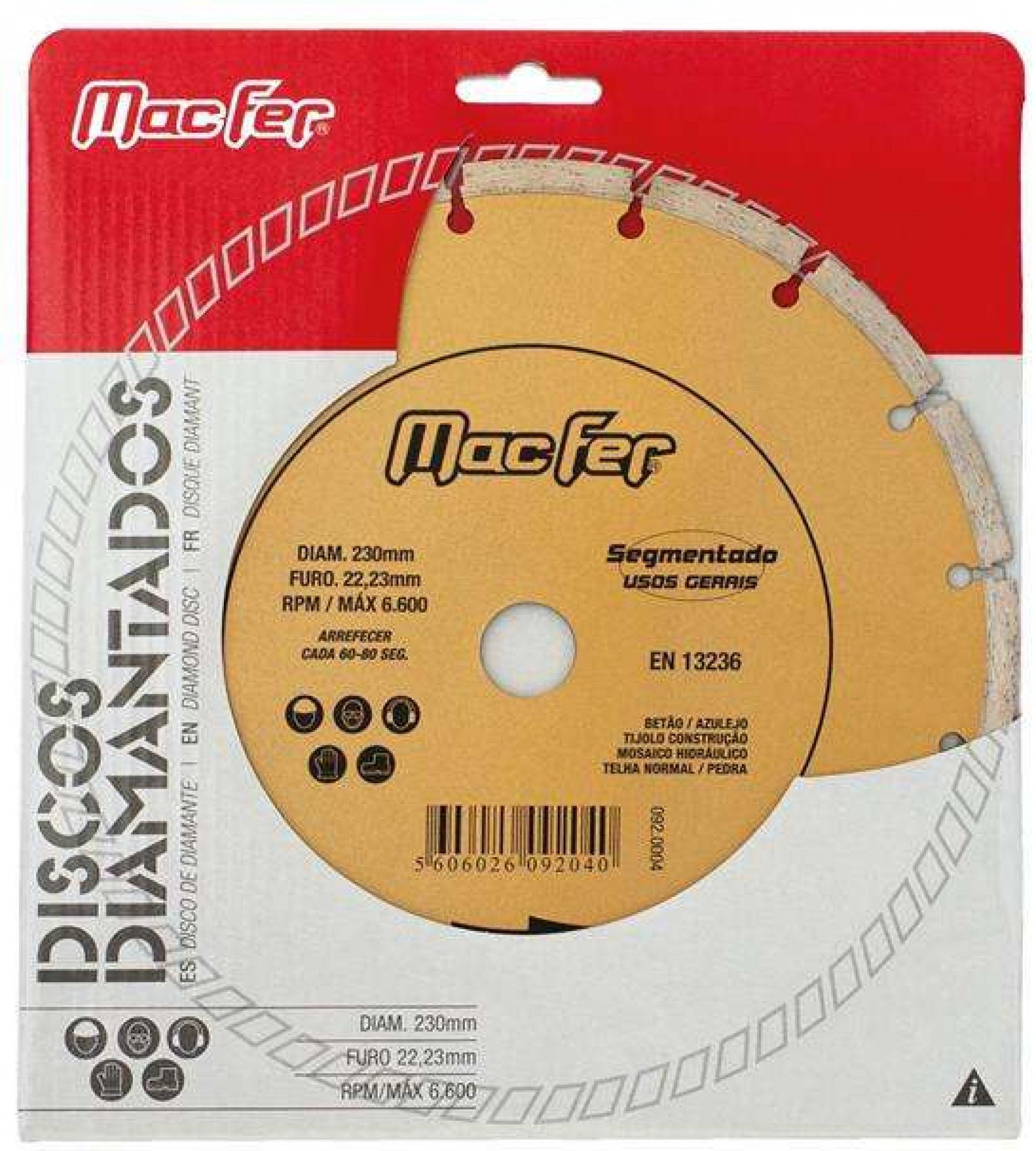 Disco diam. MacFer Segmentado 230mm refª 092.0004 MACFER