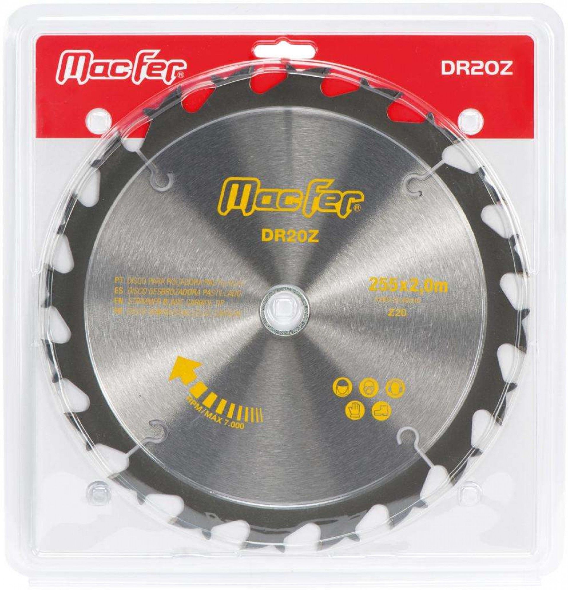 Disco p/ roç. pastilhado MacFer DR20Z 255x2,3mm 20Z refª 090.0089 MACFER