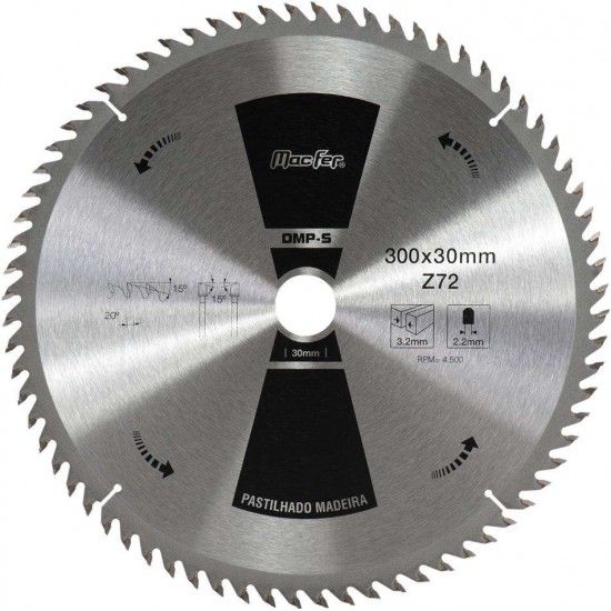 Disco pastilhado p/ madeira MacFer DMP-S 216mm Z30 ref 090.0012 MACFER