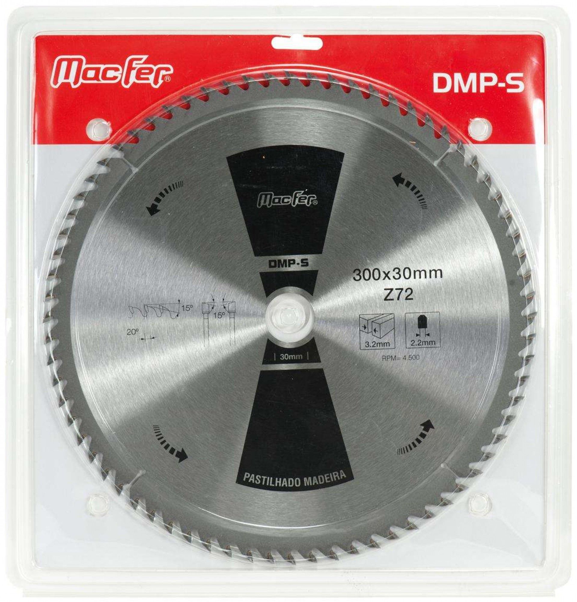 Disco pastilhado p/ madeira MacFer DMP-S 216mm Z40 refª 090.0013 MACFER