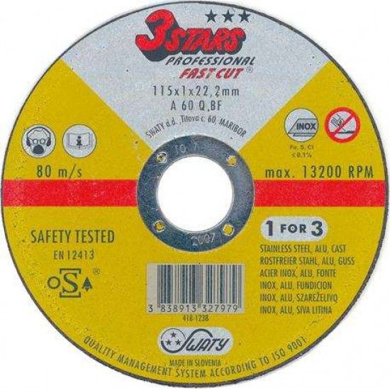 Disco abrasivo corte inox Swaty 3Stars 180x1,6x22,2mm ref 089.0015 MACFER