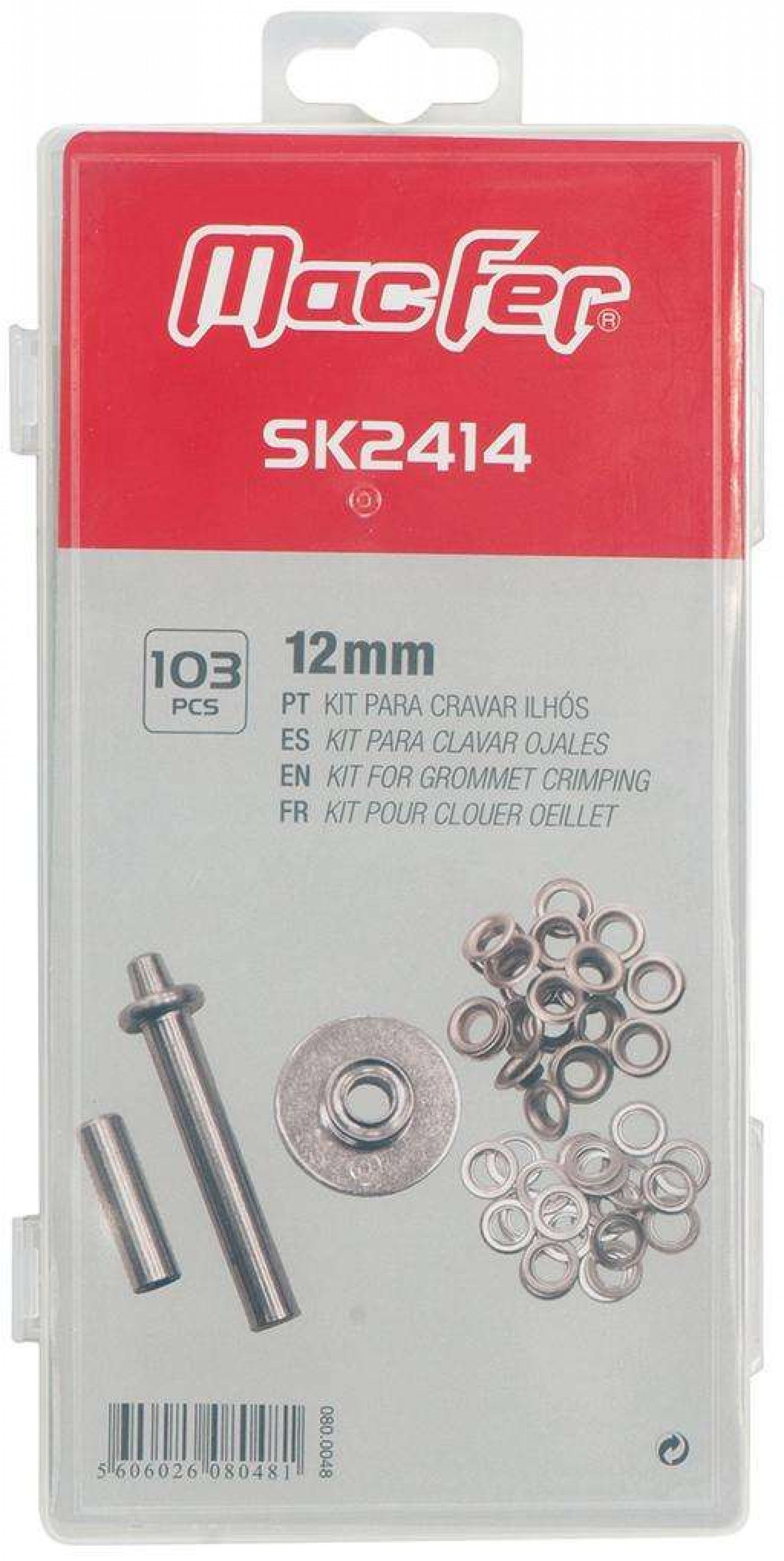 Kit p/ cravar ilhós MacFer SK2414 12mm 103pçs refª 080.0048 MACFER