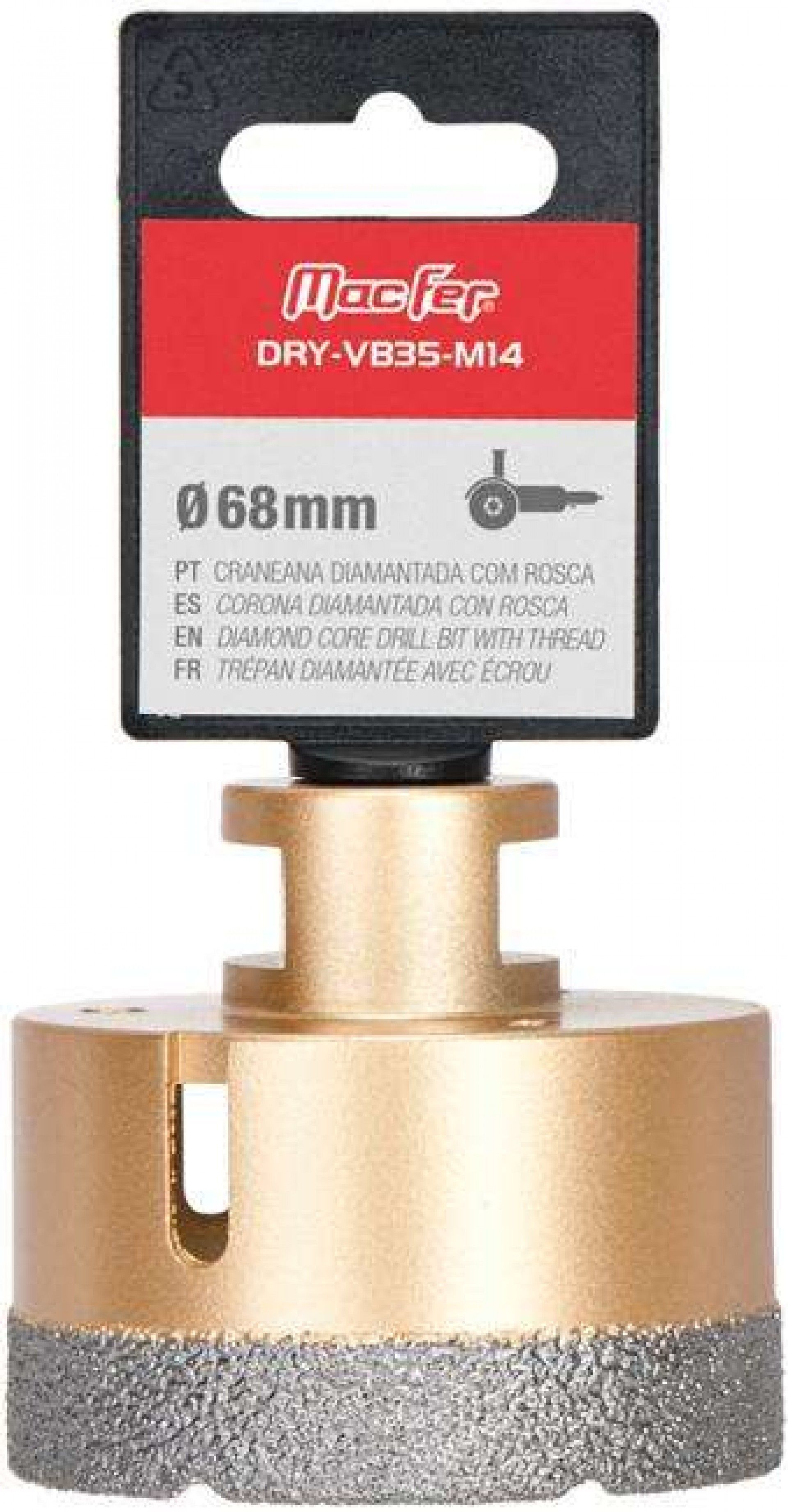 Craneana diamantada com rosca DRY-VB35-M14 6mm refª 072.0101 MACFER