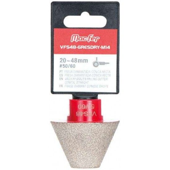 Fresa diamantada cónica recta 35~75mm #80/100 VFS-GRESDRY-M14 refª 072.0066 MACFER Fresa diamantada cónica recta 35~75mm #80/100 VFS-GRESDRY-M14 refª 072.0066 MACFER