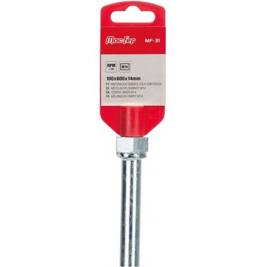 Misturador cimento cola M14 MacFer MF-31 140x600x14mm ref� 067.0027 MACFER