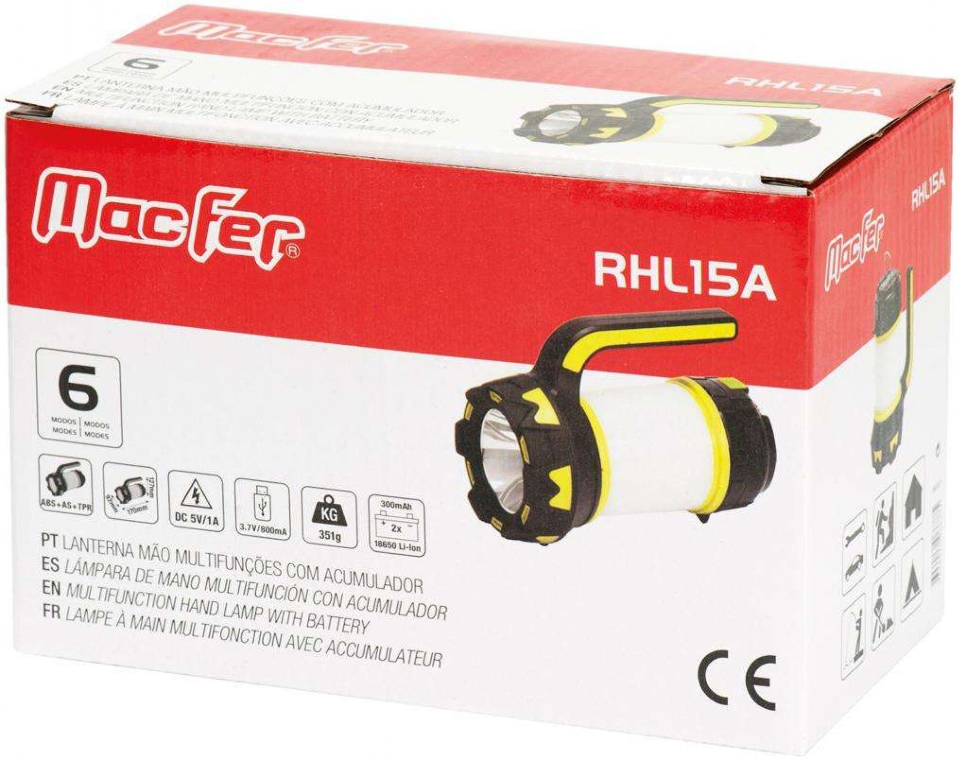 Lanterna mão multifunções c/ acumulador RHL15A refª 066.0077 MACFER