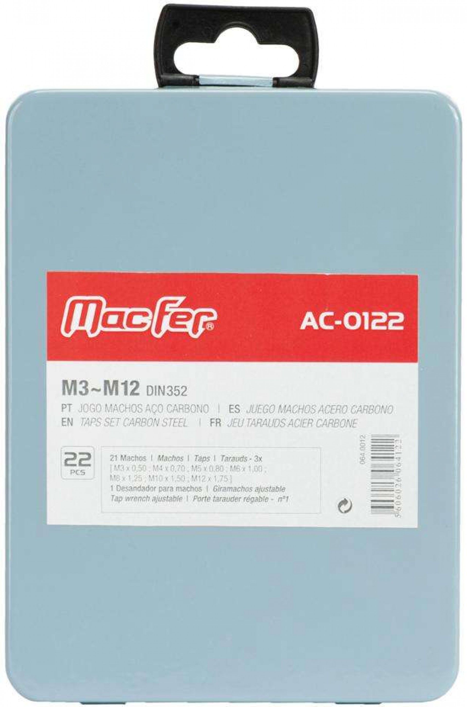 Jg. machos a/c MacFer AC-0122 M3~M12 22pçs refª 064.0012 MACFER