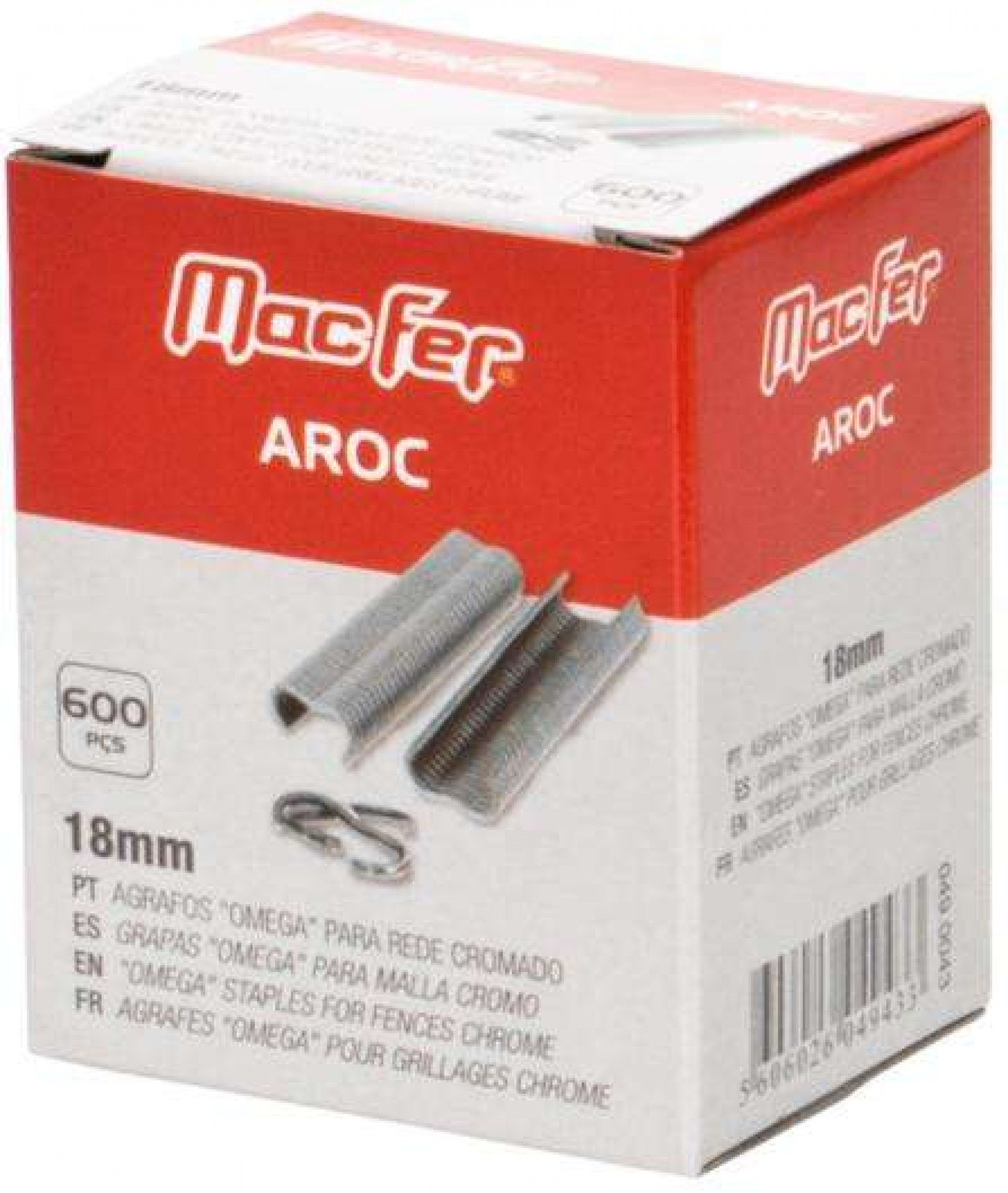 Agrafos "omega" p/ rede cromado MacFer 18mm refª 049.0043 MACFER
