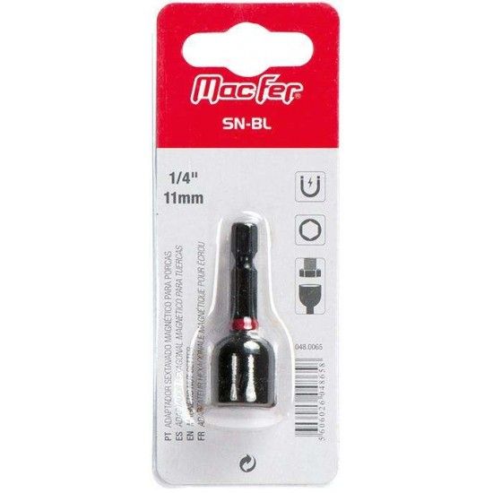Adaptador sextavado magnético para porcas SN-BL 1/4" 14mm (65mm) refª 048.0068 MACFER Adaptador sextavado magnético para porcas SN-BL 1/4" 14mm (65mm) refª 048.0068 MACFER