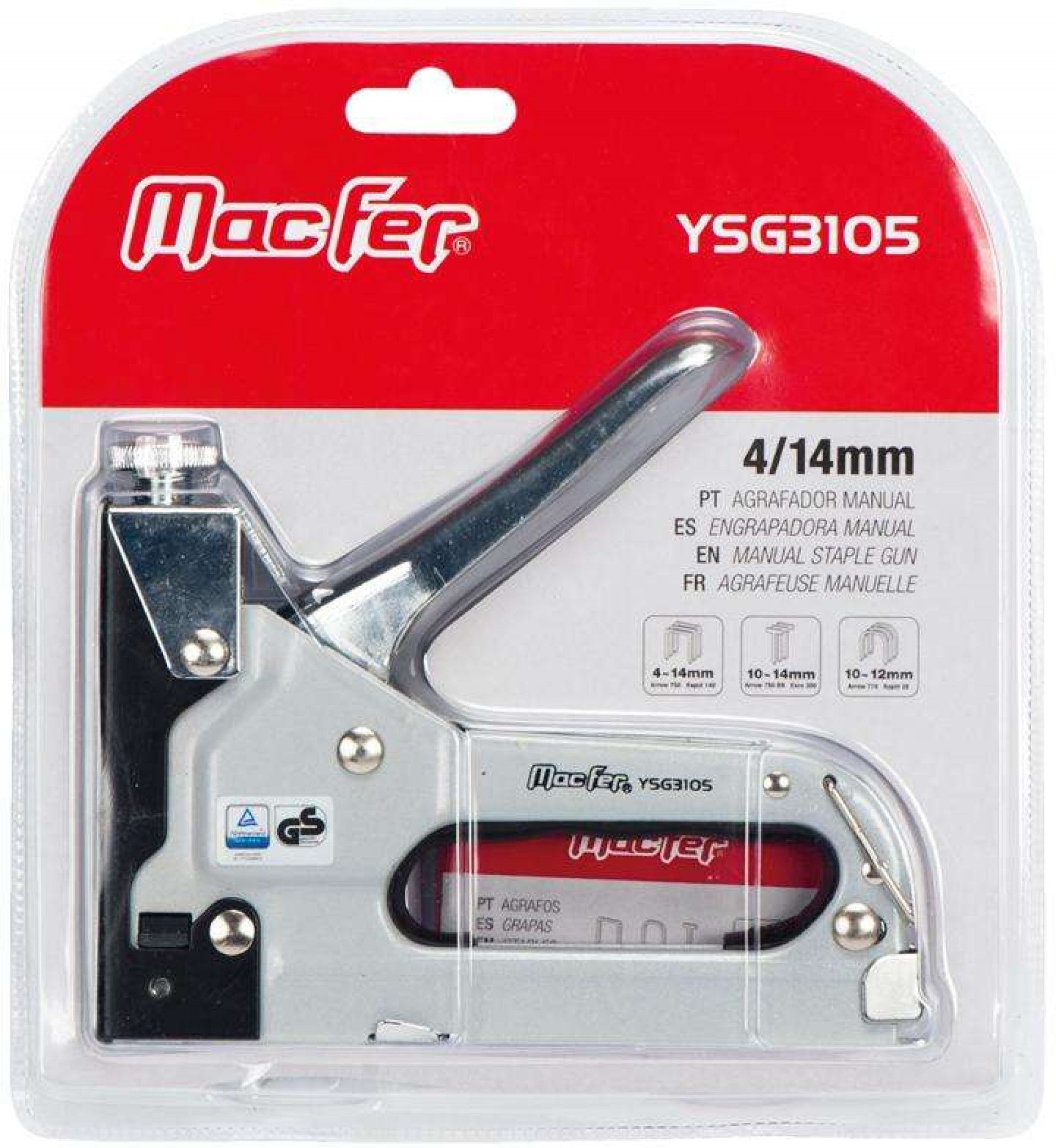 Agrafador manual MacFer YSG3105 4/14mm refª 049.0004 MACFER