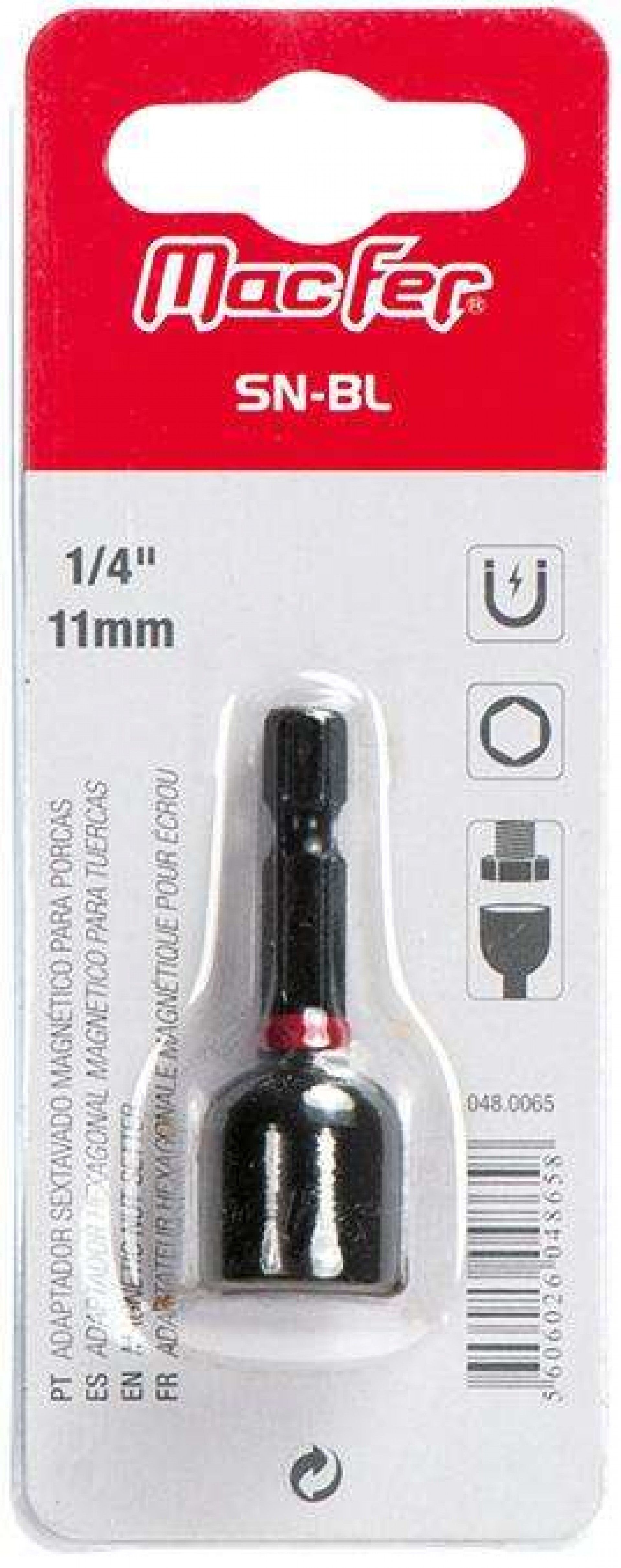 Adapt. sext. mag. p/ porcas MacFer SN-BL 1/4" 12mm refª 048.0066 MACFER