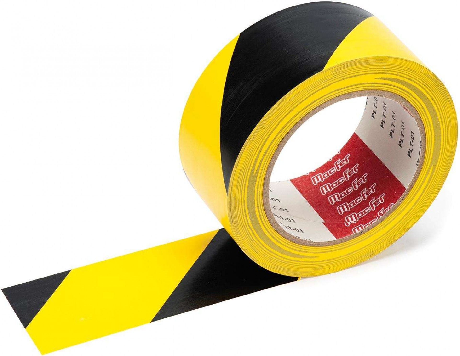 Fita pavimento PVC MacFer PLT-01 50mm 30m preta/ amarela refª 040.0037 MACFER