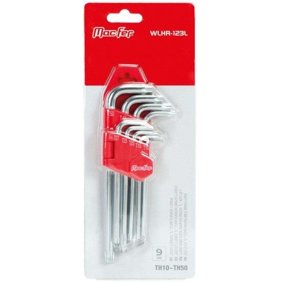 Jg. ch. "L" torx fur. longa MacFer WLHR-123L TH10~TH50 9pçs refª 037.0081 MACFER Jg. ch. "L" torx fur. longa MacFer WLHR-123L TH10~TH50 9pçs refª 037.0081 MACFER