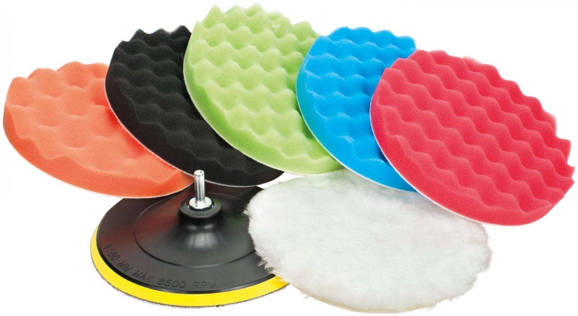 Jogo esponjas polimento com velcro ondulada JEPO-07 180mm 7pçs refª 033.0099 MACFER