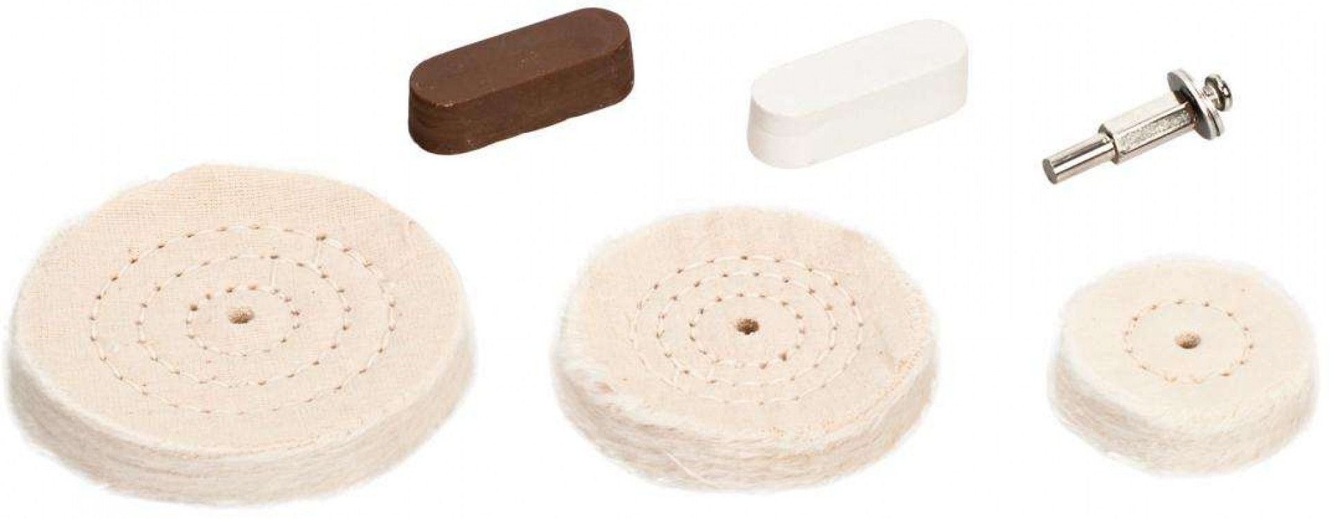 Kit polir escovas algodão circular KPEC-3 50, 75, 100mm 6pçs refª 025.0063 MACFER