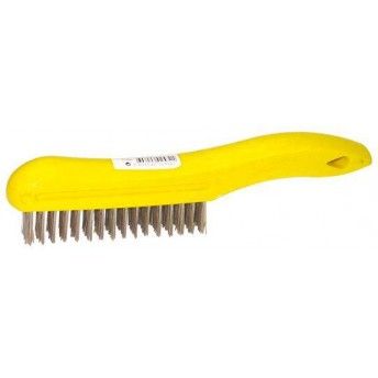 Escova ao c/ cabo pls. MacFer EAMP-4I 4 filas inox amarela ref 025.0032 MACFER