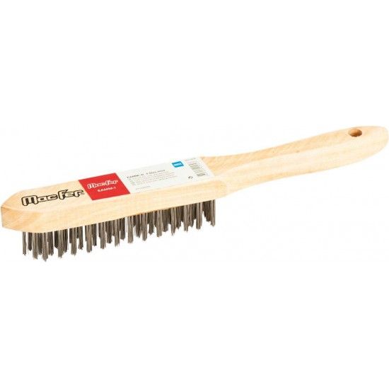 Escova ao c/ cabo madeira MacFer EAMM-4I 4 filas inox ref 025.0030 MACFER