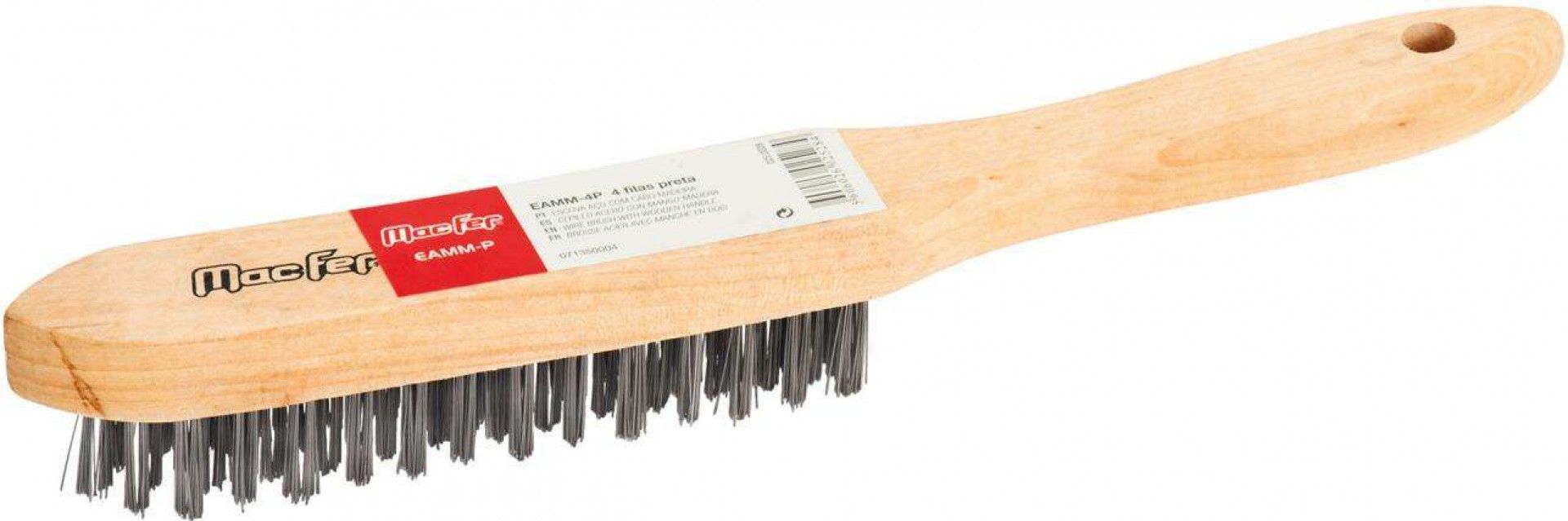 Escova aço c/ cabo madeira MacFer EAMM-5P 5 filas preta refª 025.0029 MACFER