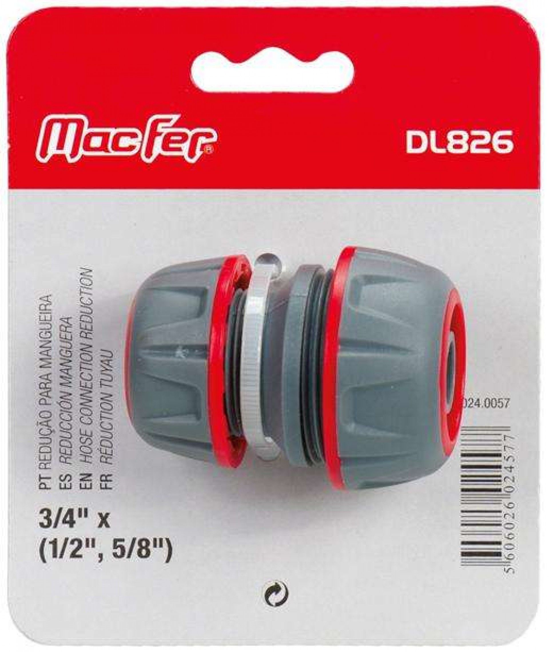 Redução para mangueira DL826 3/4" x (1/2", 5/8") refª 024.0057 MACFER