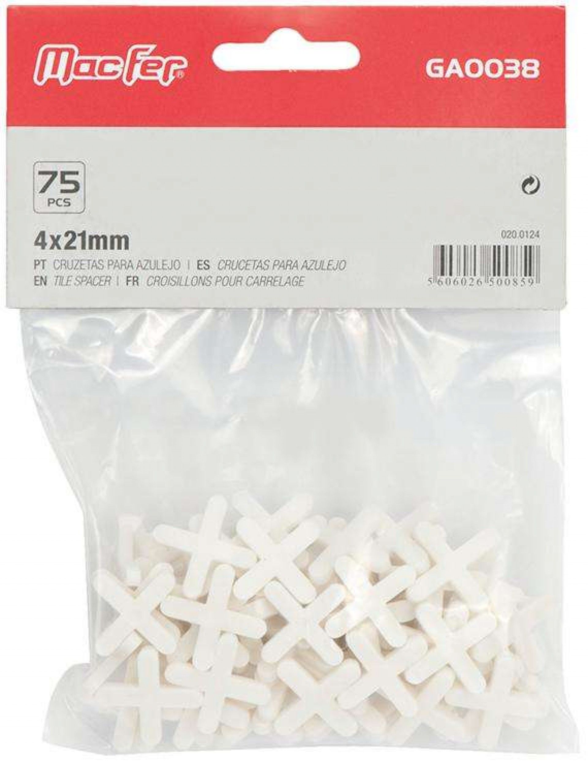Cruzetas p/ azulejo MacFer GA0038 3,0x21mm refª 020.0123 MACFER