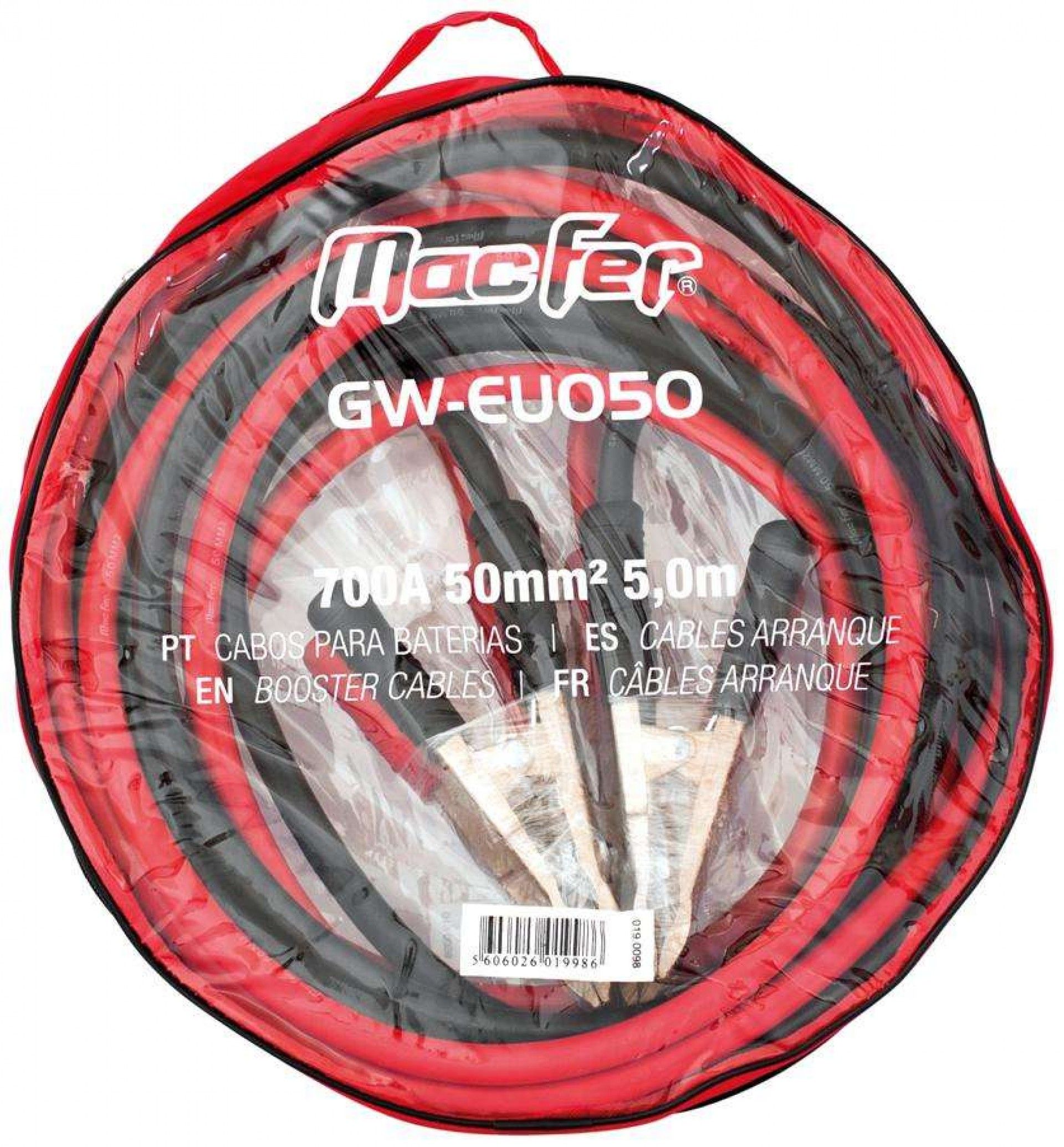 Cabos p/ baterias MacFer GW-EU050 700A 50mm2 5,0m refª 019.0098 MACFER