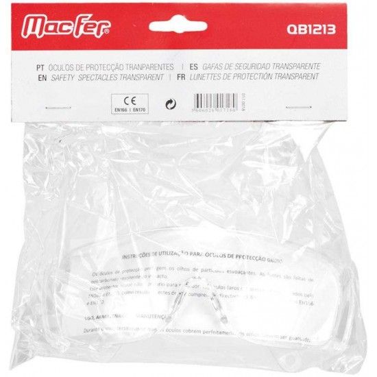 Óculos prot. MacFer QB1213 trans. refª 017.0018 MACFER Óculos prot. MacFer QB1213 trans. refª 017.0018 MACFER